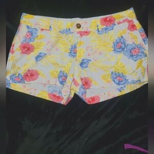 Old Navy Yellow and Blue Bermuda Shorts Floral Print